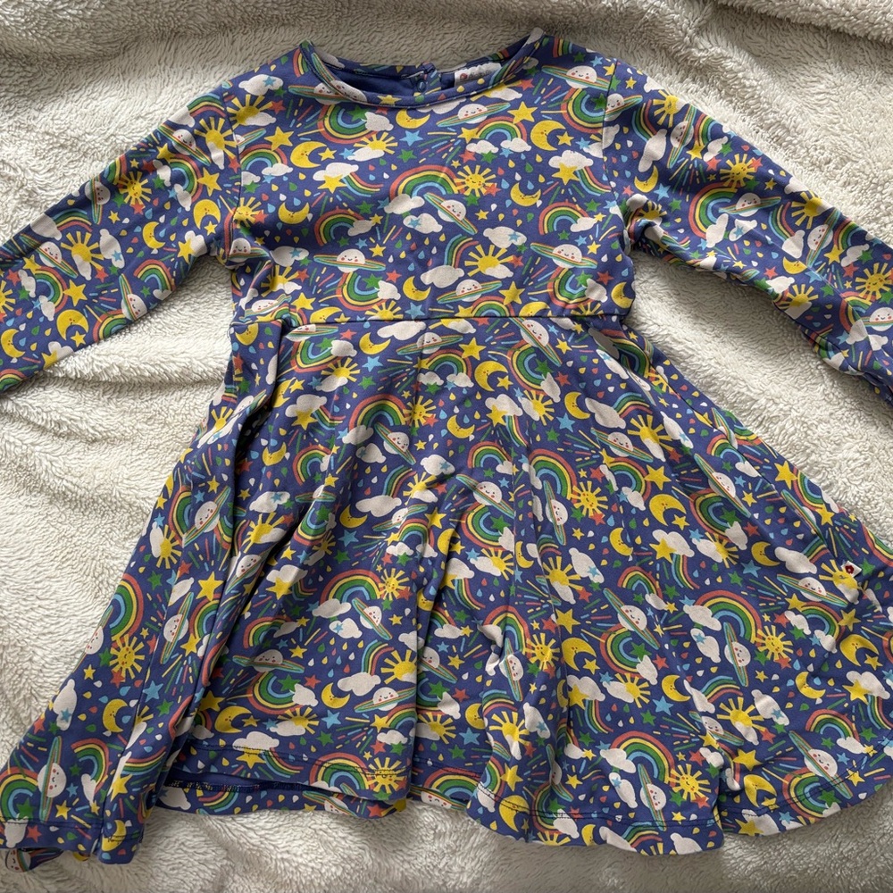 Piccalilly Organic Rainbow and Star Kids Dress 6/7